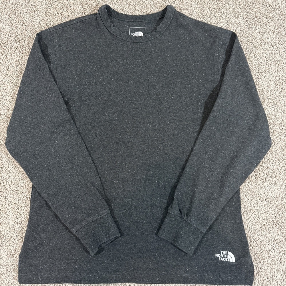 The North Face Women's Small Gray Long Sleeve Crewneck Recycled Logo Shirt EUC